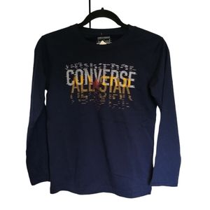CONVERSE Boys Long Sleeve Logo Graphic T Shirt 100% Cotton Medium NWT
